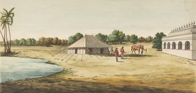 一个英国旅行者帐篷内部的Chaudézie视图，约1828-30年。 作者 不明