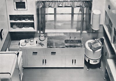 HMV家用电器设计的厨房视图，1938年 作者 不明