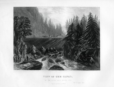 1855年，在纽约州莫霍克河小瀑布上的运河景观 作者 不明