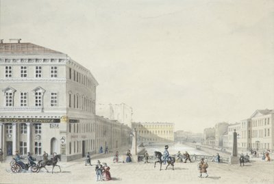 从警察桥看到的莫伊卡河堤，1839年 作者 不明