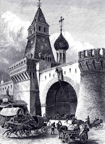 莫斯科，大约1860年的Nikolskaya塔和军械库的视图 作者 不明