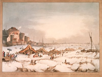 1814年，伦敦三鹤码头附近的泰晤士河冰冻景象 作者 不明
