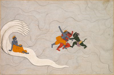 来自Markandeya Purana的Vishnu与Madhu和Kaitabha作战 作者 未知未知