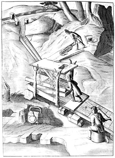 洗矿提取金，1683年 作者 不明