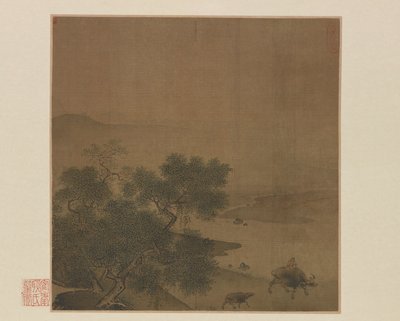 水牛、小牛和牧童，13世纪。 作者 不明