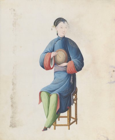 水彩画中的音乐家在演奏电吉他，18世纪末。 作者 不明