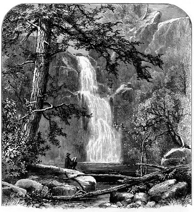 美国优胜美地山谷，c1875年的瀑布 作者 不明