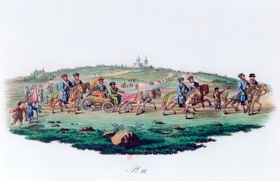 婚礼游行，俄罗斯，1820年 作者 不明