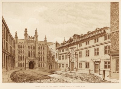 伦敦市市政厅教堂和布莱克威尔大厅的西视图，1886年 作者 不明