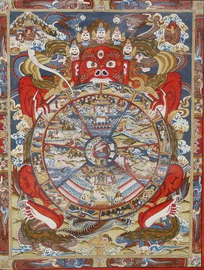 Wheel of life or wheel of Samsara (Mandala). Kopan monastery, Bhaktapur, Nepal 作者 不明