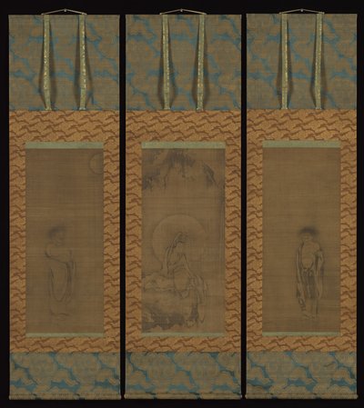 白袍观音与寒山、师德，14世纪。 作者 不明