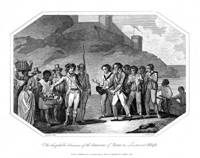 1789年6月14日，东帝汶州长接待英国海军军官威廉·布莱（William Bligh），1802年 作者 不明