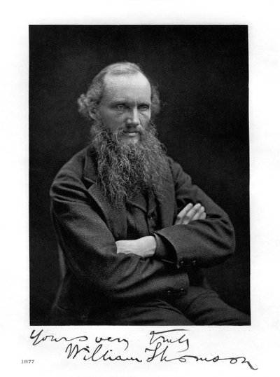 威廉·汤姆森（William Thomson），开尔文勋爵（Lord Kelvin），爱尔兰苏格兰数学家，物理学家和工程师，1877年 作者 不明