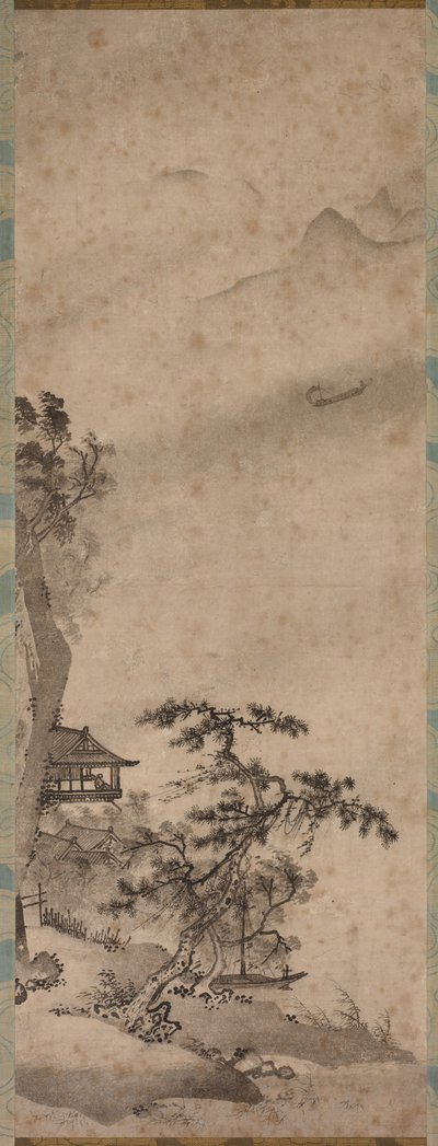 风帆船与风景观，1400年代中期。 作者 不明