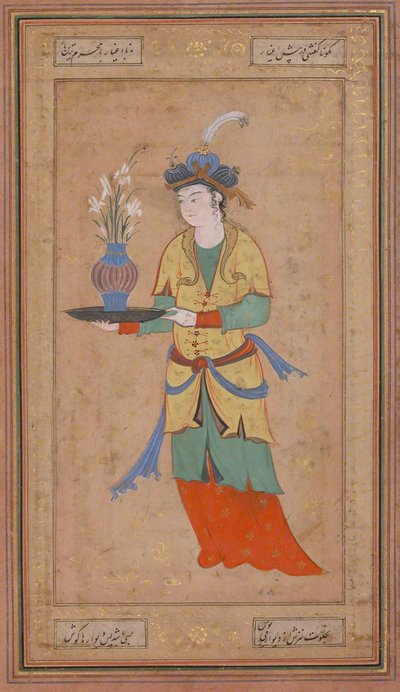 拿着百合花瓶的女人，16世纪下半叶。 作者 不明