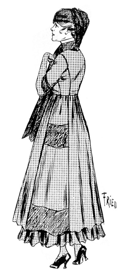 裹着绉纱下摆和真丝面纱的女士，1915年 作者 不明