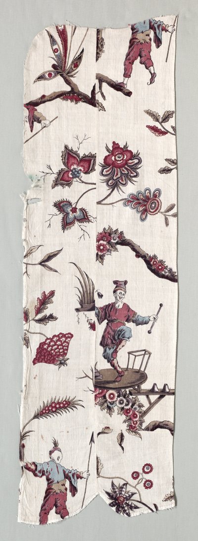 木版印刷的纺织品碎片，c。 1785年。 作者 不明