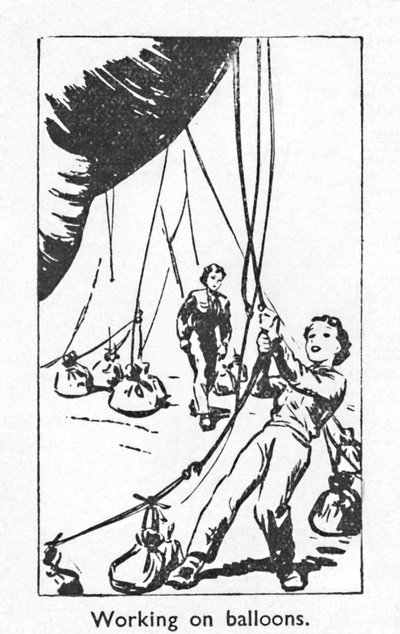 乘气球工作，1940年 作者 不明