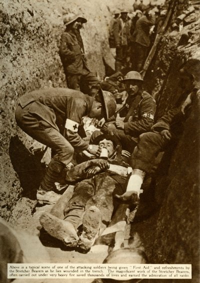 1916年第一次世界大战，索姆河战役，战soldier中受伤的士兵，1916年，1935年。 作者 不明