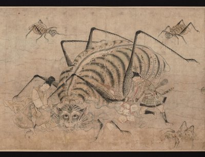 Yorimitsu杀死Tsuchigumo滚动的细节Tsuchigumo no Soshi Emaki，13世纪 作者 不明