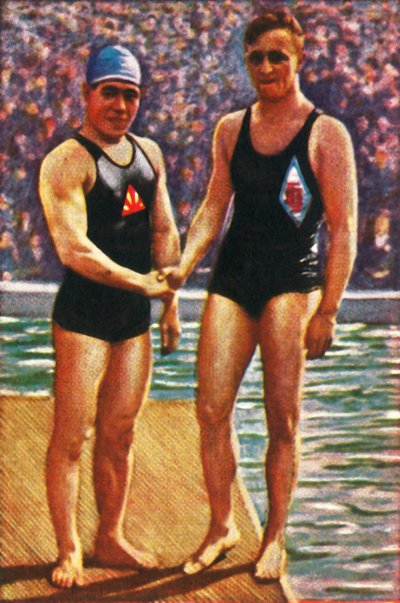 鹤田芳之（Yoshiyuki Tsuruta）和埃里希（Erich Rademacher），1928年。 作者 不明