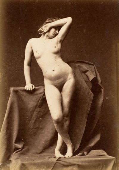 [年轻女子，裸体，从正面看，手放在脸上]，1860年代。 作者 Unbekannt