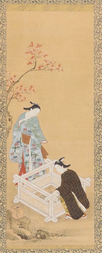 井边的青年和少女，江户时代，1615-1868。 作者 不明