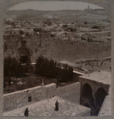锡安门。远处的橄榄山和斯科普斯山，c1900 作者 不明
