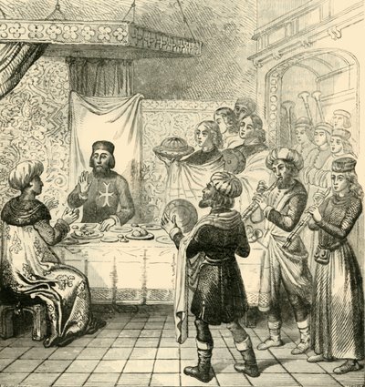 齐齐姆（Zizim）与罗兹（Rhodes）大师用餐，1890年。 作者 不明
