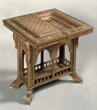游戏桌，精心制作的象牙和乌木镶嵌，印度 - 葡萄牙语，1830年。 作者 Unbekannt Unbekannt