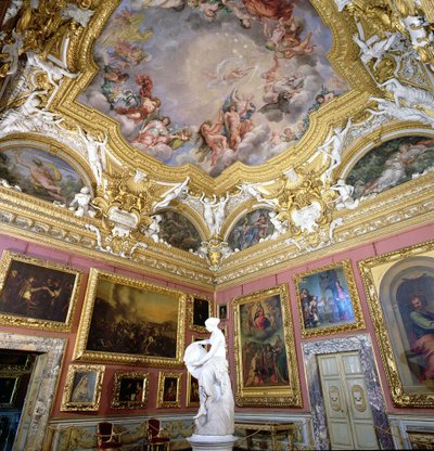 Sala di Giove（木星室）内部与Pietro da Cortona，Pitti宫殿，佛罗伦萨，意大利的绘画 作者 未知未知