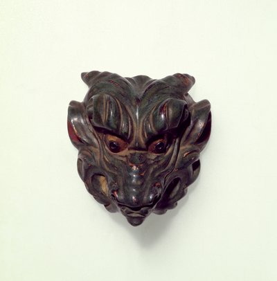 彩绘黄杨木netsuke，雕刻作为Gagaku面具的模型，19世纪 作者 未知未知