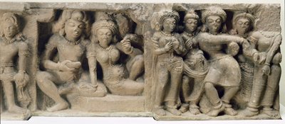 享受舞蹈表现的恋人石雕刻，从Dasavatara寺庙，Deogarh，MP，5世纪 作者 Unbekannt Unbekannt