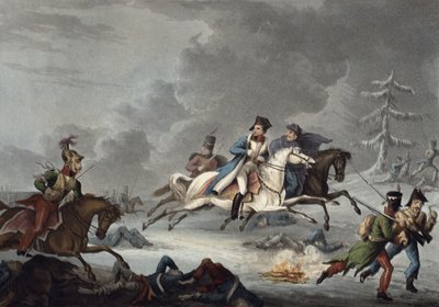 1815年4月1日出版的William Heath的Krasnoi战役中的波拿巴飞行（彩色aquatint） 作者 Unbekannt Unbekannt