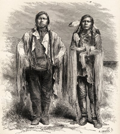 两位Ute印第安人，来自“手中的世界”的插图，由查尔斯拉普兰特（卒于1903年）刻，于1878年出版 作者 未知未知