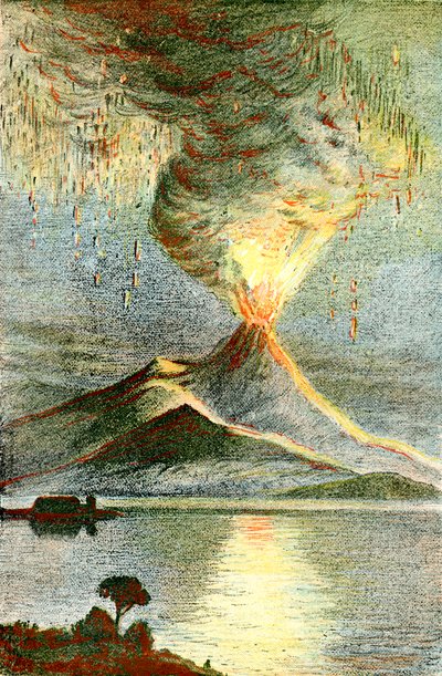喷发中的火山 作者 未知艺术家