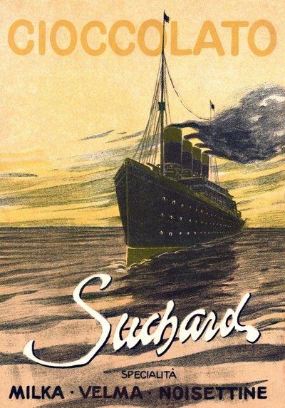 Milka de Suchard 巧克力广告，表现一艘邮轮，20 世纪初（海报） 作者 未知艺术家
