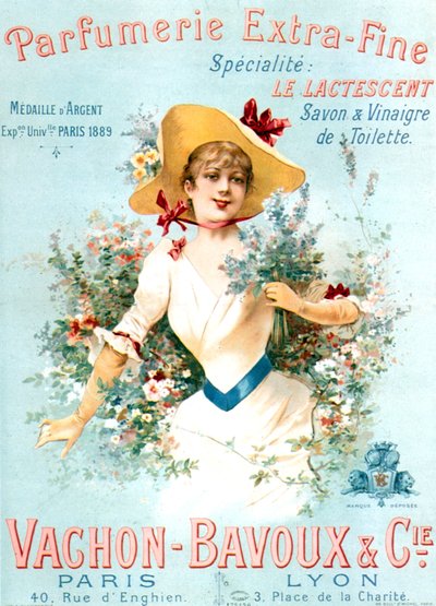 Vachon Bavoux 香水的广告海报，约 1891 年 作者 未知艺术家