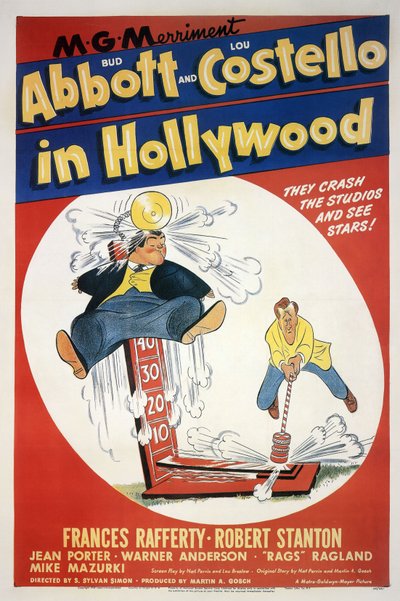 电影《两个傻瓜在好莱坞》的海报，ABBOTT AND COSTELLO IN HOLLYWOOD来自SYLVANSIMON的Bud Abbott和Lou Costello 1945。 作者 不明