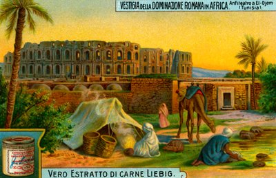 突尼斯 El Djem 的圆形剧场。 作者 未知艺术家