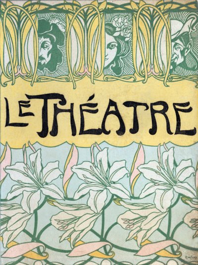 新艺术主义书籍封面 "Le Théatre"。 作者 未知艺术家