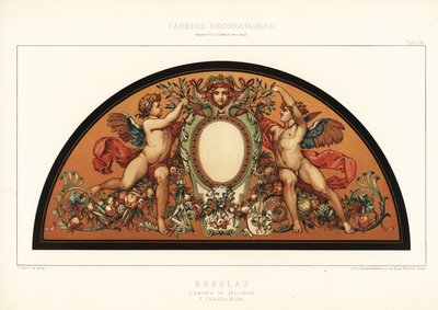 波兰弗罗茨瓦夫博物馆的新艺术风格屏风，1890 年（彩色石版画） 作者 未知艺术家