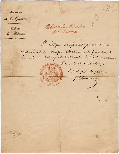代表巴黎公社战争的代表的亲笔签名信 Gustave Paul Cluseret。 暗淡。 10,7x6,8 厘米 1871 作者 不明