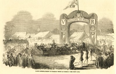 约 1800 年代孟买的英国骑马马车（插图） 作者 未知艺术家