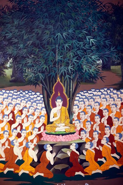 佛陀教导弟子，壁画，Wat Botum 寺，金边，2022 年（照片） 作者 未知艺术家
