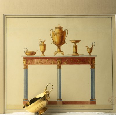 建筑师查尔斯·珀西尔（Charles Percier）的水彩画自助餐和茶水服务 作者 不明