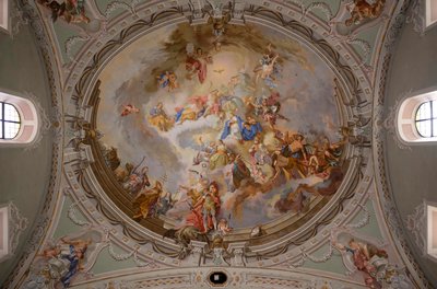 Ceiling painting, interior photograph, St. George Catholic Parish Church, Neustift, Stubai Valley, Tyrol, Austria, Europe (photo) 作者 未知艺术家