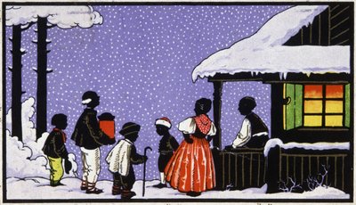 奥地利村庄的圣诞聚会，约 1910 年（明信片） 作者 未知艺术家