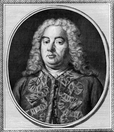 作曲家 George Handel，伦敦，约 1750 年（黑白照片） 作者 不明