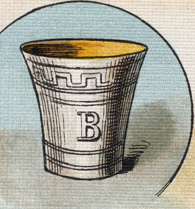 杯子.雕刻在 "Alphabet de ma petite fille "中。Bernardin-Bechet and Fils，书商-出版商，巴黎，1895年左右。画布上的牢不可破的画册。Bibliotheque des Bebes.12页。画册中包含了阅读方法和一个插图的小册子。凹陷：29。 作者 不明